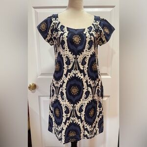 J. Crew  ♥️ Blue and White Sheath Dress with Cap Sleeves